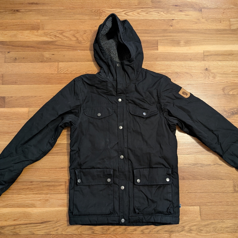 Black Hooded Jacket with Patch